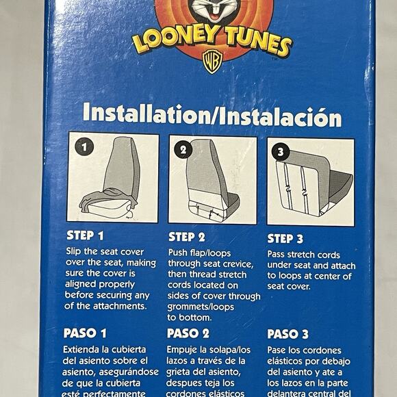 Vintage 1998 Tweety Bird Car Seat Cover Looney Tunes 1 Piece Gray Saddleman New - Picture 5 of 9